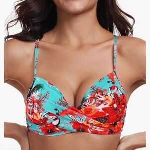 RELLECIGA Women's Push Up Bikini Top Twist Front Underwire bikini top | Small